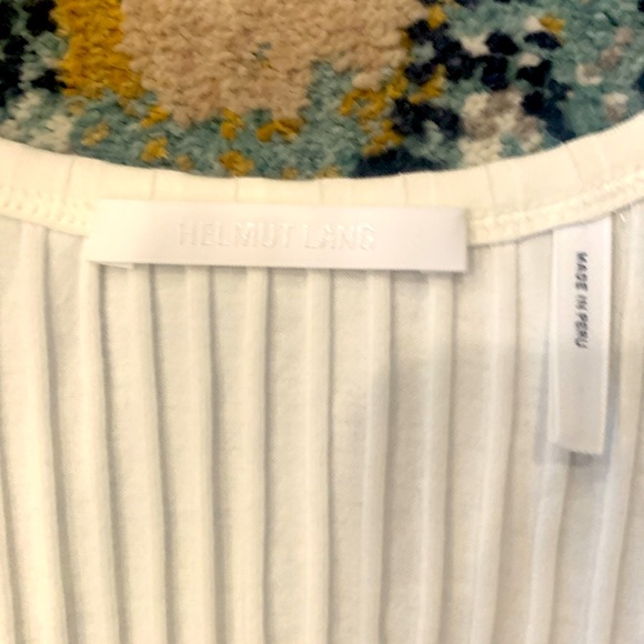 Helmet Lang white rib knit Tshirt low neck with extra rib bar sleeve detail - Picture 4 of 5